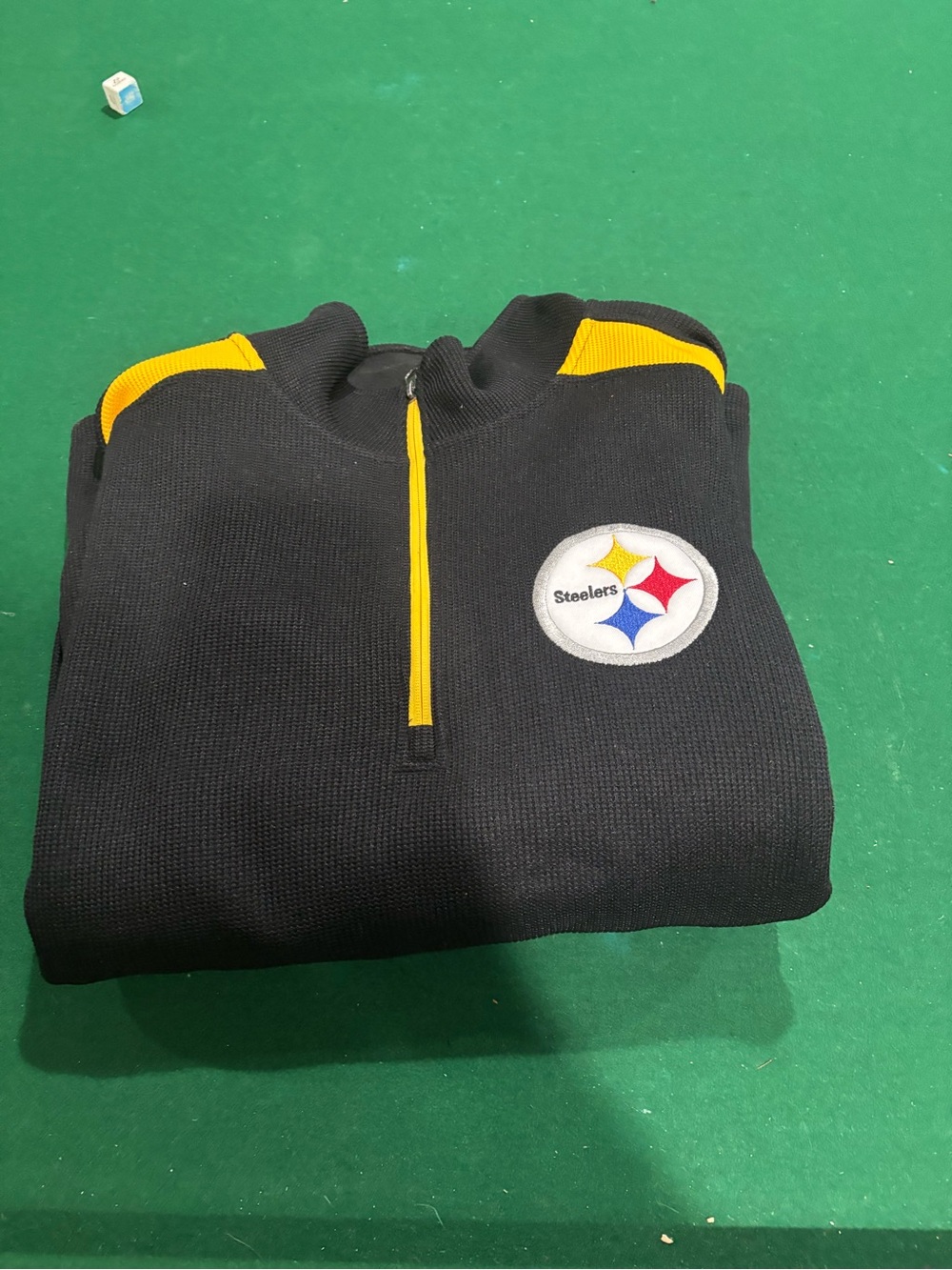 NFL Black and Yellow Half-Zip Sweater with Team Patch